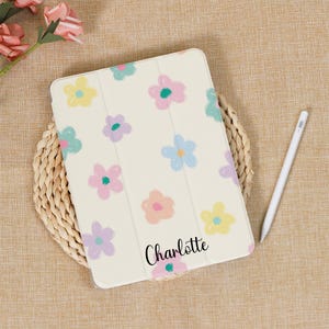 Colorful Flowers iPad Case with Pen holder 2024 iPad Air 11&quot; 13&quot; 2024 iPad Pro 11&quot; 13&quot; iPad Air 6 iPad 10 ipad mini7 Case