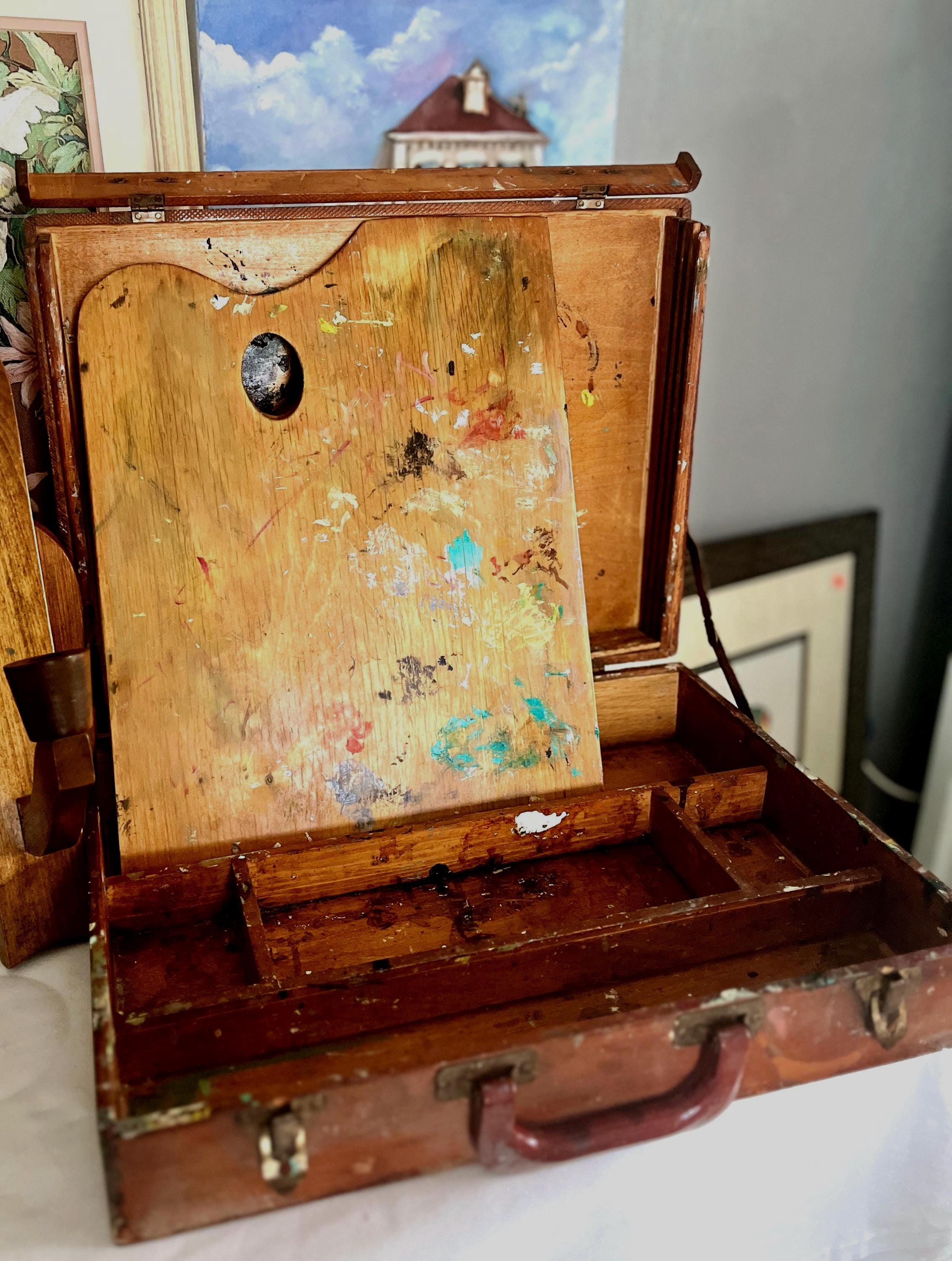 【DISCERNMENT】Vintage Painting Box Sleeve T Vintage Folk Art Circular Bentwood Box Hand Painted and