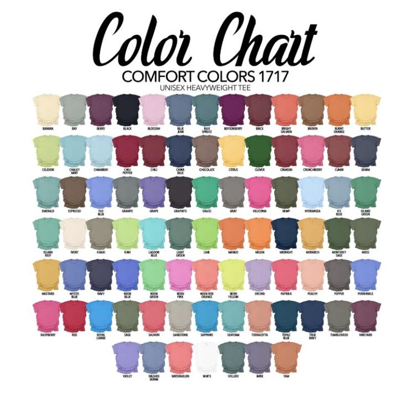 the color chart for comfort colors