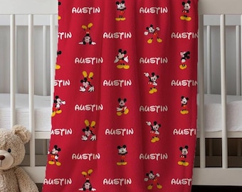 Mickey Mouse Blanket: Custom Name Sherpa Throw for Kids