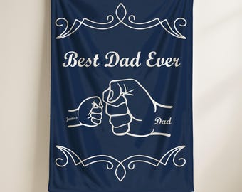 Personalized Dad Blanket: Fist Bump Design, Custom Name