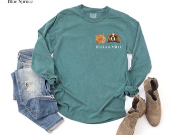 Pet Photo and Name Custom Dog and Cat Sweatshirt, Personalized Dog and Cat Sweatshirt, Custom Pet Shirt, Custom Cat Shirt, Pet Lover Sweater