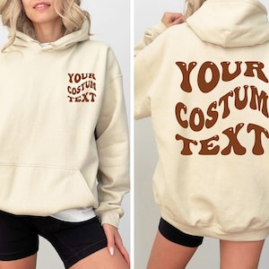 Custom Design, Gildan Hoodie, Custom Text Hoodie, Custom Gift, Wavy Text Hoodie, Custom sweatshirt, Back and front custom text, Personalized immagine 4