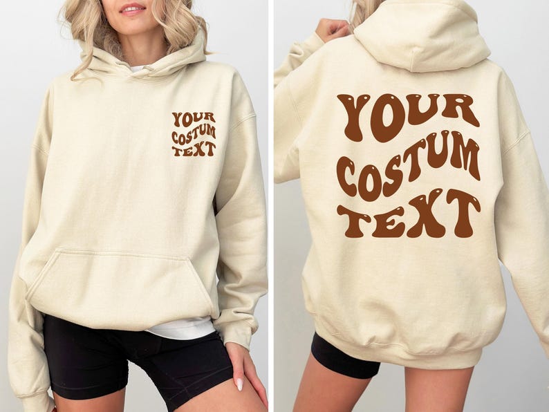 Custom Design, Gildan Hoodie, Custom Text Hoodie, Custom Gift, Wavy Text Hoodie, Custom sweatshirt, Back and front custom text, Personalized immagine 4