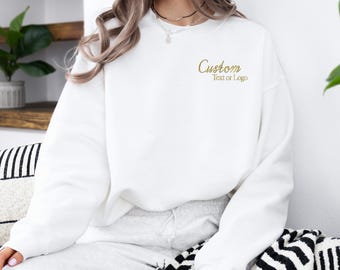 Custom Text Embroidered Sweatshirt, Personalized Business Logo Embroidery Hoodie, Custom Team Logo Clothings, Customized Company Logo Outfit