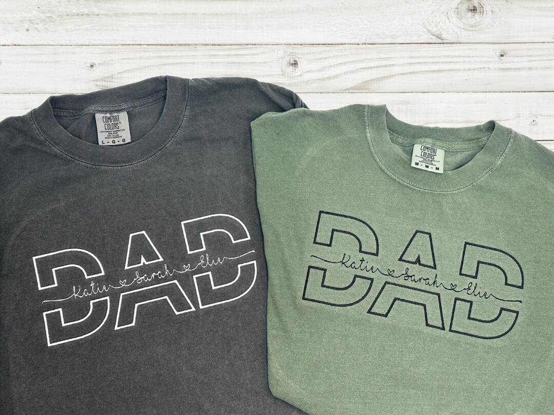 Custom Embroidered Dad Shirt, Personalized Dad and Kids Names Shirt ...