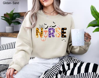 Halloween Nursing Sweatshirt, Cute Nurse Halloween Sweatshirt, Halloween Nursing Tee Sweatshirt, Nurse Fall Shirt, Nurse Halloween Shirt