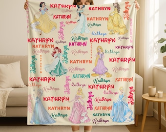 Personalized Baby Blanket: Disney Princesses - Minky, Fleece, Sherpa