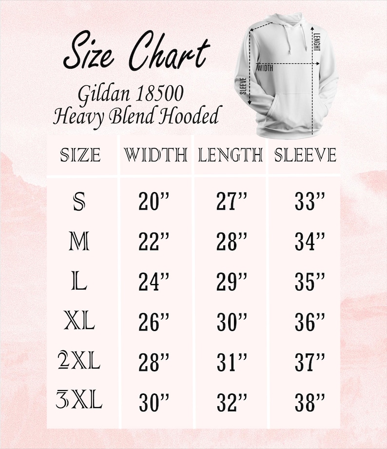 the size chart for a women's hoodie
