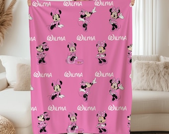 Disney Minnie Mouse Blanket, Soft Fleece Throw (Custom Name, Kids & Adults)