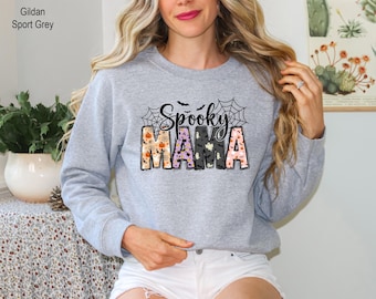 Spooky Mama Crewneck Sweatshirt | Halloween Sweatshirt, Spooky Mom, Halloween Apparel, Mama Halloween Gift, Spooky Season Mama Crewneck