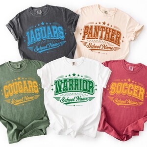 Comfort Colors Custom School Mascot Football Baseball Shirt, Personalized Football Shirt, Custom Mascot Shirt, Custom School Team Shirt