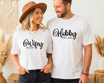 Comfort Colors Custom Hubby & Wifey Shirt: Engagement Gift