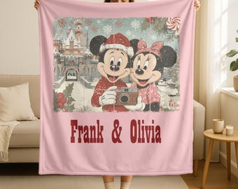Minnie and Mickey Christmas Blanket - Vintage Disney Personalized Throw