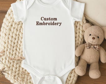 Embroidered ONESIES® Brand, Personalized Baby Girl ONESIES® Brand, Custom Girl Natural Baby Name ONESIES Brand, Unique Girl Boy Kids Clothes