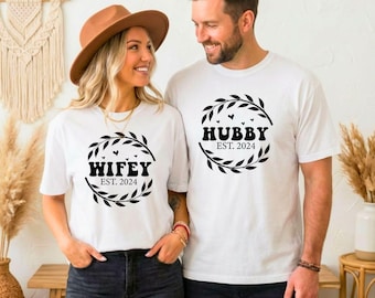 Comfort Colors Custom Hubby & Wifey Shirt: Engagement Gift