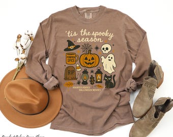 Tis' the Season Retro Halloween Sweatshirt, Doodles Halloween Sweatshirt, Women's Halloween Shirt, Skeleton Tee, Retro Halloween Aesthetic