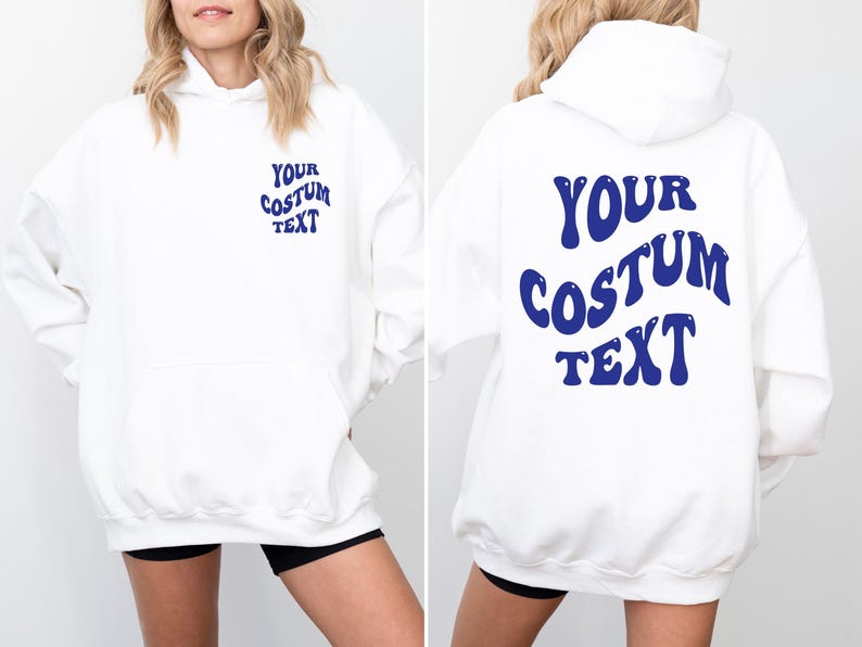 Custom Design, Gildan Hoodie, Custom Text Hoodie, Custom Gift, Wavy Text Hoodie, Custom sweatshirt, Back and front custom text, Personalized immagine 3
