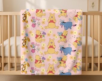 Winnie the Pooh Throw Blanket: Cute Fleece Nursery Decor (30x40 to 60x80)