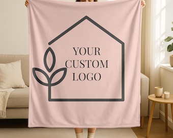 Corporate Logo Blanket: Cozy Sherpa Throw - Personalized Gift