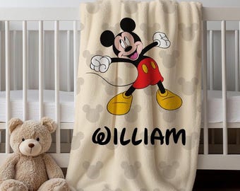 Personalized Mickey Mouse Blanket: Soft Fleece, Custom Name