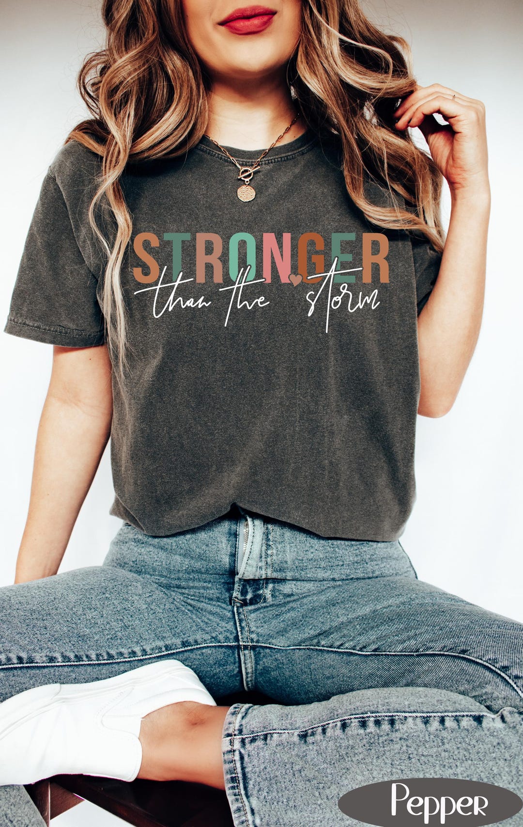 Comfort Colors Stronger Than the Storm Shirt, Christian Faith Quote Tee ...