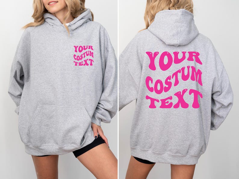Custom Design, Gildan Hoodie, Custom Text Hoodie, Custom Gift, Wavy Text Hoodie, Custom sweatshirt, Back and front custom text, Personalized immagine 5