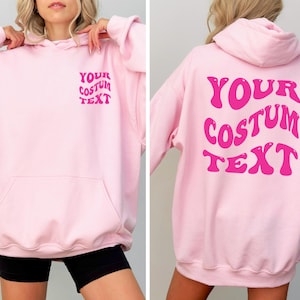 Custom Design, Gildan Hoodie, Custom Text Hoodie, Custom Gift, Wavy Text Hoodie, Custom sweatshirt, Back and front custom text, Personalized immagine 1