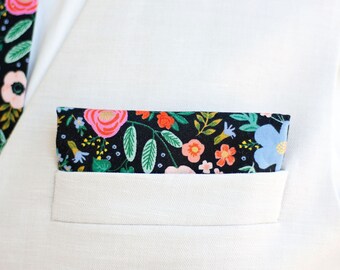 Pocket Square Rifle Paper Co Handkerchief Mens Pocket Square Floral Boys Pocket Square Birch Floral In Black Pocket Squares