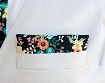 Pocket Square Rifle Paper Co Handkerchief Mens Pocket Square Floral Boys Pocket Square Birch Floral In Black Pocket Squares