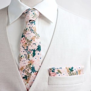 Necktie, Neckties, Mens Necktie, Neck Tie, Floral Neckties, Groomsmen Necktie, Ties, Wedding, Pink Necktie, Rifle Paper Co - Meadow In Pink