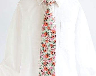 Necktie, Neckties, Boys Tie, Baby Tie, Baby Necktie, Wedding Ties, Ring Bearer, Floral Tie, Rifle Paper Co - Rosa In Blush