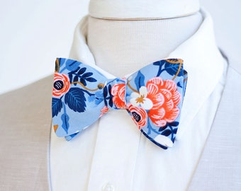 Bow Ties, Bow Tie, Bowties, Mens Bow Ties, Freestyle Bow Ties, Self-Tie Bow Ties, Rifle Paper Co - Birch Floral In Periwinkle