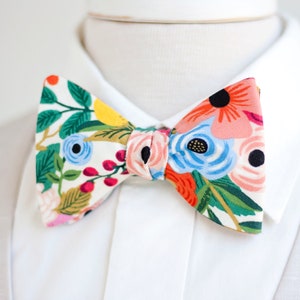 Papillon, Papillon, Papillon, Papillon Da Uomo, Papillon Freestyle, Papillon Self-Tie, Rifle Paper Co, Cravatte - Garden Party In Cream