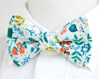 Bow Tie, Mens Bow Tie, Bowtie, Bowties, Bow Ties, Bowties, Groomsmen Bow Ties, Floral Bow Ties, Rifle Paper Co - Mint Metallic Floral