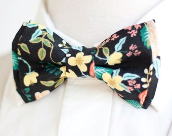 Bow Tie, Mens Bow Tie, Bowtie, Bowties, Bow, Bowties, Groomsmen Bow Ties, Floral Bow Ties, Rifle Paper Co - Birch Floral In Black