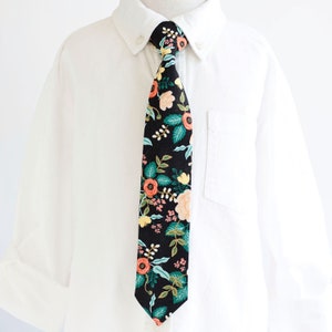 Necktie, Neckties, Boys Tie, Baby Tie, Baby Necktie, Wedding Ties, Ring Bearer, Floral Tie, Rifle Paper Co Birch Floral In Black image 1