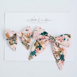 Haarschleife, Matrosenschleife, Schleife, Stirnband, Stoffhaarschleife, Haarspange, Babyschleife, Nylon Stirnband, Florale Schleife - Wiese in Rosa