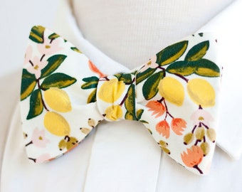 Bow Ties, Bow Tie, Bowties, Mens Bow Ties, Freestyle Bow Ties, Self-Tie Bow Ties, Rifle Paper Co, Ties - Citrus Floral In Cream