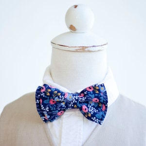 Bow Tie, Bow Ties, Boys Bow Ties, Baby Bow Ties, Bowtie, Bowties, Ring Bearer, Wedding Bow Ties, Rifle Paper Co - Rosa In Navy