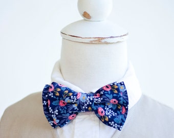 Bow Tie, Bow Ties, Boys Bow Ties, Baby Bow Ties, Bowtie, Bowties, Ring Bearer, Wedding Bow Ties, Rifle Paper Co - Rosa In Navy