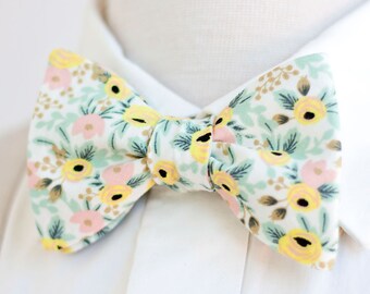 Bow Ties, Bow Tie, Bowties, Mens Bow Ties, Freestyle Bow Ties, Self-Tie Bow Ties, Rifle Paper Co, Ties - Rosa In Cream