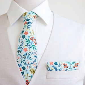 Necktie, Neckties, Mens Necktie, Neck Tie, Floral Neckties, Groomsmen Necktie, Groomsmen Gift, Rifle Paper Co - Mint Metallic Floral