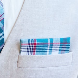 Pocket Square, Pocket Squares, Handkerchief, Mens Pocket Square, Boys Pocket Square, Wedding Pocket Squares - Blue, Red, Navy Plaid