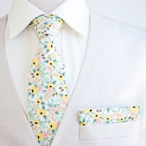 Necktie, Neckties, Mens Necktie, Neck Tie, Floral Neckties, Groomsmen Necktie, Groomsmen Gift, Rifle Paper Co - Rosa In Cream