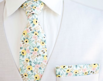 Necktie, Neckties, Mens Necktie, Neck Tie, Floral Neckties, Groomsmen Necktie, Groomsmen Gift, Rifle Paper Co - Rosa In Cream