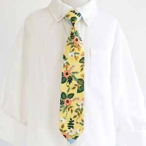 Necktie, Neckties, Boys Tie, Baby Tie, Baby Necktie, Wedding Ties, Ring Bearer, Floral Tie, Rifle Paper Co - Birch Floral In Yellow