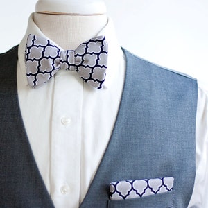 Bow Ties, Bow Tie, Bowties, Mens Bow Ties, Freestyle Bow Ties, Self-Tie Bow Ties, Groomsmen Bow Ties, Grey Bow Ties - Grey Lattice