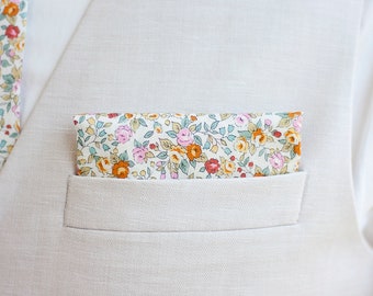 Pocket Square, Pocket Squares, Handkerchief, Mens Pocket Square, Boys Pocket Square, Floral Pocket Square, Yellow Floral - Bouquet In Summer