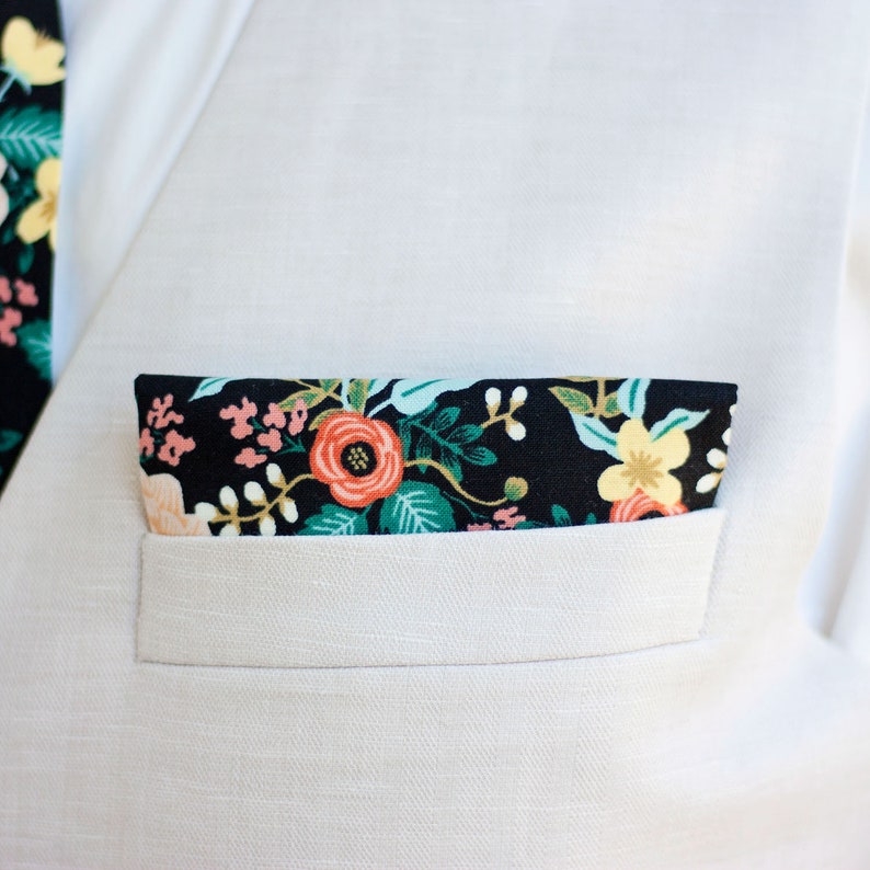 Pocket Square Rifle Paper Co Handkerchief Mens Pocket Square Floral Boys Pocket Square Birch Floral In Black Pocket Squares